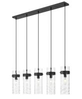 Five Light Linear Chandelier by Z-Lite - Fontaine Collection, Matte Black Finish - 7002P5-5L-MB