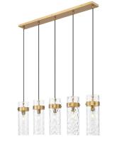 Five Light Linear Chandelier by Z-Lite - Fontaine Collection, Rubbed Brass Finish - 7002P5-5L-RB