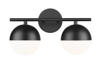Two Light Vanity by Z-Lite - Realm Sphere Collection, Matte Black Finish - 7517-2V-MB