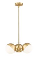 Three Light Chandelier by Z-Lite - Realm Sphere Collection, Modern Gold Finish - 7517-3MGLD
