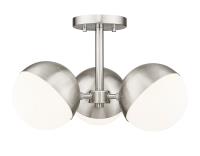 Three Light Semi Flush Mount by Z-Lite - Realm Sphere Collection, Brushed Nickel Finish - 7517-3SF-BN