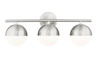 Three Light Vanity by Z-Lite - Realm Sphere Collection, Brushed Nickel Finish - 7517-3V-BN