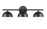 Three Light Vanity by Z-Lite - Realm Sphere Collection, Matte Black Finish - 7517-3V-MB