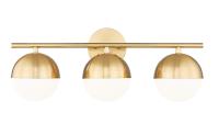 Three Light Vanity by Z-Lite - Realm Sphere Collection, Modern Gold Finish - 7517-3V-MGLD