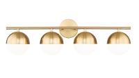 Four Light Vanity by Z-Lite - Realm Sphere Collection, Modern Gold Finish - 7517-4V-MGLD