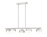 Five Light Linear Chandelier by Z-Lite - Realm Sphere Collection, Brushed Nickel Finish - 7517-5L-BN