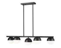 Five Light Linear Chandelier by Z-Lite - Realm Sphere Collection, Matte Black Finish - 7517-5L-MB