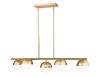 Five Light Linear Chandelier by Z-Lite - Realm Sphere Collection, Modern Gold Finish - 7517-5L-MGLD