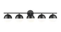 Five Light Vanity by Z-Lite - Realm Sphere Collection, Matte Black Finish - 7517-5V-MB