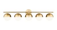 Five Light Vanity by Z-Lite - Realm Sphere Collection, Modern Gold Finish - 7517-5V-MGLD