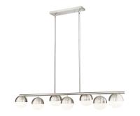 Seven Light Linear Chandelier by Z-Lite - Realm Sphere Collection, Brushed Nickel Finish - 7517-7L-BN