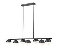 Seven Light Linear Chandelier by Z-Lite - Realm Sphere Collection, Matte Black Finish - 7517-7L-MB