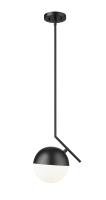 One Light Pendant by Z-Lite - Realm Sphere Collection, Matte Black Finish - 7517P11-MB