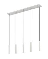 LED Linear Chandelier by Z-Lite - Forest Collection, Brushed Nickel Finish - 919MP12-5L-BN-LED