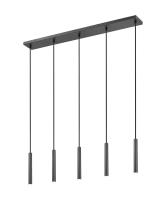 LED Linear Chandelier by Z-Lite - Forest Collection, Matte Black Finish - 919MP12-5L-MB-LED