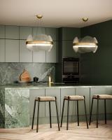 LED Chandelier by Kuzco Lighting - Taurus Collection, Vintage Brass/Clear Ribbed Glass Finish - CH13922-VBCR-UNV