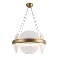 LED Chandelier by Kuzco Lighting - Taurus Collection, Vintage Brass/Clear Ribbed Glass Finish - CH13922-VBCR-UNV