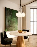 LED Chandelier by Kuzco Lighting - Bolla Collection, Black/Opal Glass Finish - CH3117-BK/OP