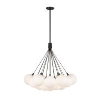 LED Chandelier by Kuzco Lighting - Bolla Collection, Black/Opal Glass Finish - CH3128-BK/OP