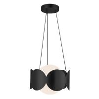 One Light Chandelier by Kuzco Lighting - Ciel Collection, Black/Opal Glass Finish - CH59810-BK/OP