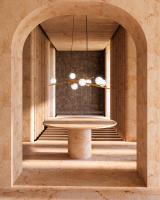 LED Chandelier by Kuzco Lighting - Amara Collection, Brushed Gold/Glossy Opal Glass Finish - CH89854-BG/GO-UNV