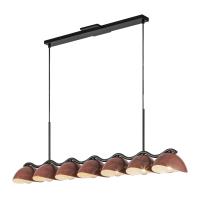 Seven Light Linear Pendant by Kuzco Lighting - Atlas Collection, Black/Burgundy Finish - LP57642-BK/BGD