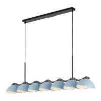 Seven Light Linear Pendant by Kuzco Lighting - Atlas Collection, Black/Cerulean Finish - LP57642-BK/CER