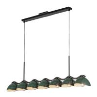 Seven Light Linear Pendant by Kuzco Lighting - Atlas Collection, Black/Pine Green Finish - LP57642-BK/PGN