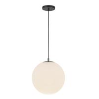 One Light Pendant by Kuzco Lighting - Marco Collection, Black/Opal Glass Finish - PD34212-BK/OP