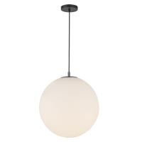 One Light Pendant by Kuzco Lighting - Marco Collection, Black/Opal Glass Finish - PD34216-BK/OP