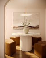 LED Pendant by Kuzco Lighting - Kyoto Collection, Vintage Brass/Glossy Opal Glass Finish - PD37018-VB/GO-3WCCT-UNV
