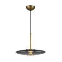 LED Pendant by Kuzco Lighting - Kyoto Collection, Vintage Brass/Smoked Glass Finish - PD37018-VB/SM-3WCCT-UNV