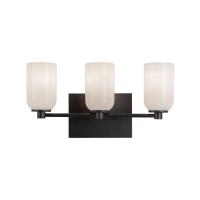 Three Light Vanity by Kuzco Lighting - Nola Collection, Black/Glossy Opal Glass Finish - VL57718-BK/GO