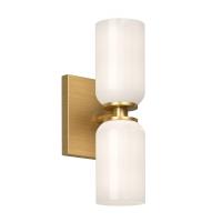 Two Light Wall Sconce by Kuzco Lighting - Nola Collection, Brushed Gold/Glossy Opal Glass Finish - WS57712-BG/GO