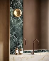 LED Wall Sconce by Kuzco Lighting - Stephord Collection, Metallic Brass/Clear Glass Finish - WS97204-MRB/CL