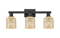 Three Light Bath Vanity by Innovations - Arcadia Collection, Matte Black Finish - 716-3W-BK-G559-5ME