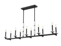 Ten Light Linear Chandelier by Z-Lite - Kaden Collection, Matte Black Finish - 3045-10L-MB