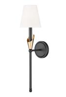 One Light Wall Sconce by Z-Lite - Claudelle Collection, Matte Black + Modern Gold Finish - 4014-1SA-MB-MGLD