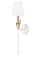 One Light Wall Sconce by Z-Lite - Claudelle Collection, Tundra White + Modern Gold Finish - 4014-1SA-TW-MGLD