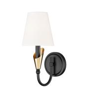 One Light Wall Sconce by Z-Lite - Claudelle Collection, Matte Black + Modern Gold Finish - 4014-1S-MB-MGLD