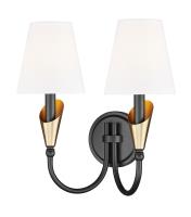 Two Light Wall Sconce by Z-Lite - Claudelle Collection, Matte Black + Modern Gold Finish - 4014-2S-MB-MGLD