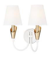 Two Light Wall Sconce by Z-Lite - Claudelle Collection, Tundra White + Modern Gold Finish - 4014-2S-TW-MGLD