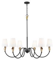 Six Light Chandelier by Z-Lite - Claudelle Collection, Matte Black + Modern Gold Finish - 4014-46MB-MGLD