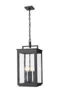 Four Light Outdoor Chain Mount Ceiling Fixture by Z-Lite - Hartwell Collection, Sand Black Finish - 5019CHB-BK