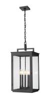 Five Light Outdoor Chain Mount Ceiling Fixture by Z-Lite - Hartwell Collection, Sand Black Finish - 5019CHXL-BK