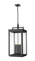 Six Light Outdoor Chain Mount Ceiling Fixture by Z-Lite - Hartwell Collection, Sand Black Finish - 5019CHXXL-BK