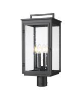 Four Light Outdoor Post Mount by Z-Lite - Hartwell Collection, Sand Black Finish - 5019PHBR-BK