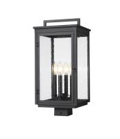 Four Light Outdoor Post Mount by Z-Lite - Hartwell Collection, Sand Black Finish - 5019PHBS-BK