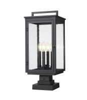 Four Light Outdoor Pier Mounted by Z-Lite - Hartwell Collection, Sand Black Finish - 5019PHBS-SQPM-BK