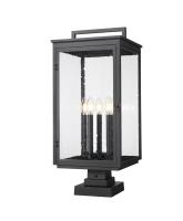 Five Light Outdoor Pier Mount by Z-Lite - Hartwell Collection, Sand Black Finish - 5019PHXLS-SQPM-BK